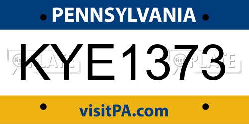 KYE1373 Pennsylvania License Plate