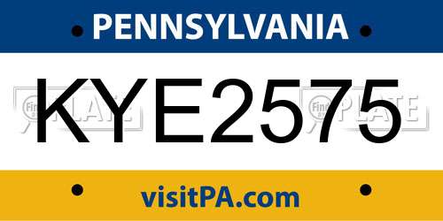 KYE2575 Pennsylvania License Plate