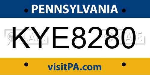 KYE8280 Pennsylvania License Plate