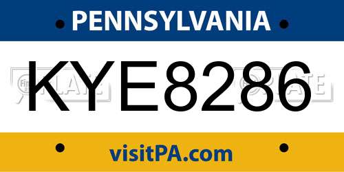 KYE8286 Pennsylvania License Plate