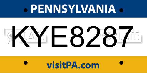 KYE8287 Pennsylvania License Plate