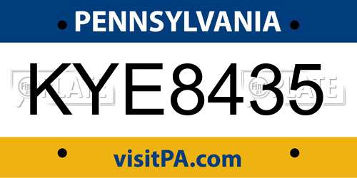 KYE8435 Pennsylvania License Plate