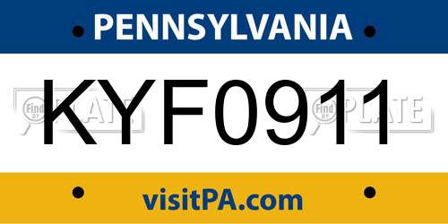 KYF0911 Pennsylvania License Plate