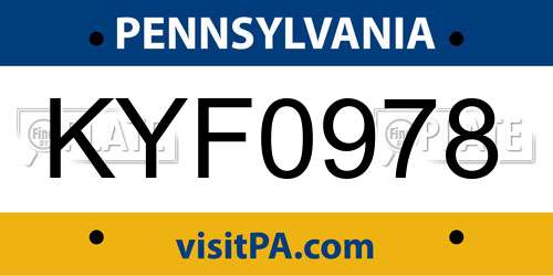 KYF0978 Pennsylvania License Plate