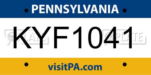 KYF1041 Pennsylvania License Plate