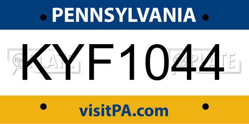 KYF1044 Pennsylvania License Plate