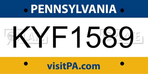 KYF1589 Pennsylvania License Plate