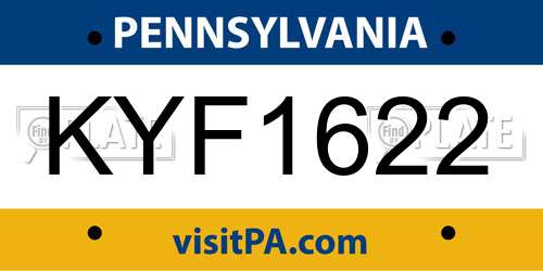 KYF1622 Pennsylvania License Plate