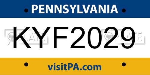 KYF2029 Pennsylvania License Plate