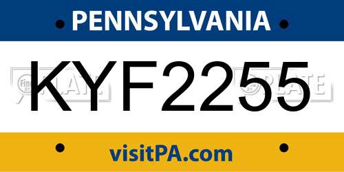 KYF2255 Pennsylvania License Plate