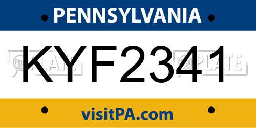 KYF2341 Pennsylvania License Plate