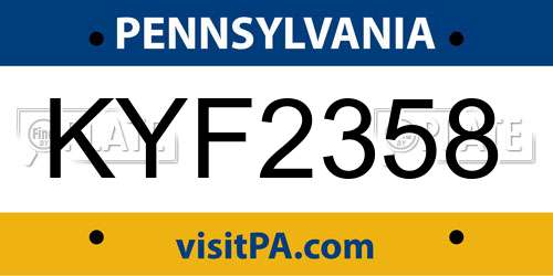 KYF2358 Pennsylvania License Plate