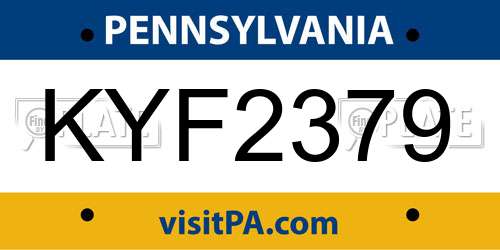 KYF2379 Pennsylvania License Plate
