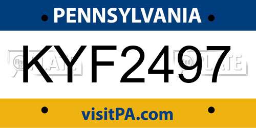 KYF2497 Pennsylvania License Plate