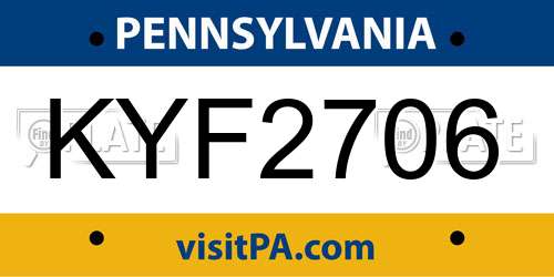 KYF2706 Pennsylvania License Plate