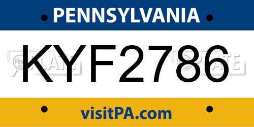 KYF2786 Pennsylvania License Plate
