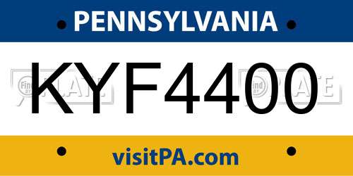KYF4400 Pennsylvania License Plate