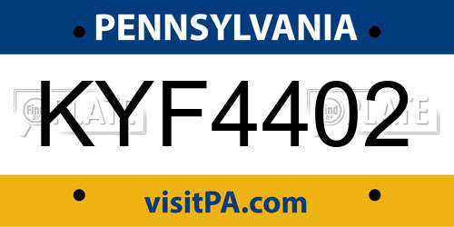 KYF4402 Pennsylvania License Plate