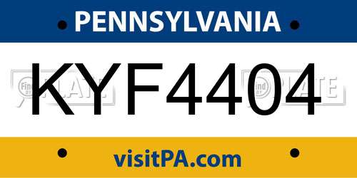 KYF4404 Pennsylvania License Plate