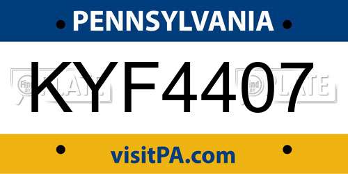 KYF4407 Pennsylvania License Plate
