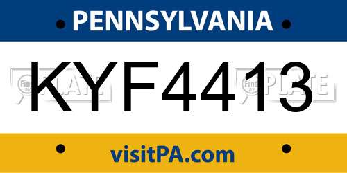 KYF4413 Pennsylvania License Plate