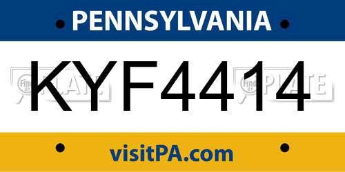 KYF4414 Pennsylvania License Plate