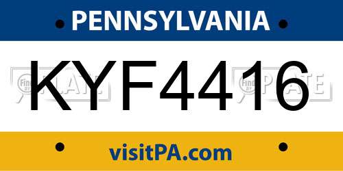 KYF4416 Pennsylvania License Plate