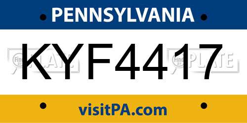 KYF4417 Pennsylvania License Plate