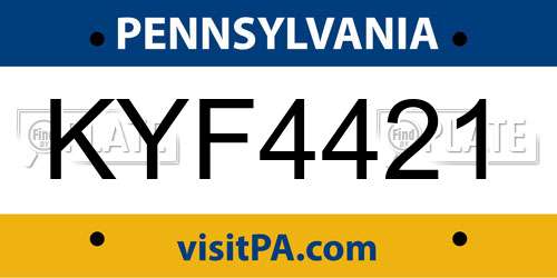 KYF4421 Pennsylvania License Plate