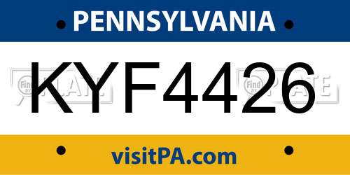 KYF4426 Pennsylvania License Plate