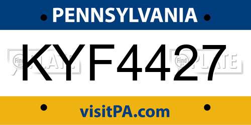 KYF4427 Pennsylvania License Plate