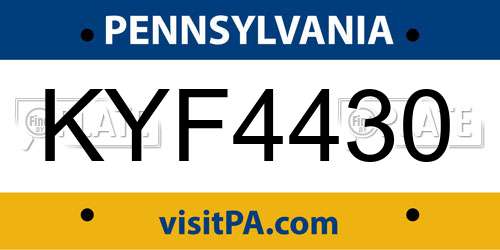 KYF4430 Pennsylvania License Plate