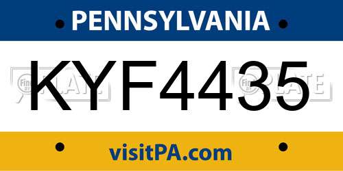 KYF4435 Pennsylvania License Plate