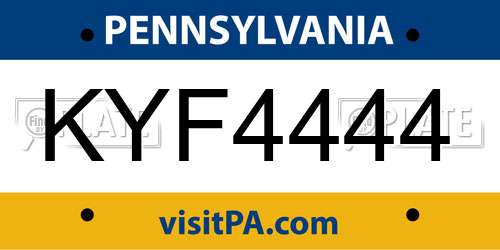 KYF4444 Pennsylvania License Plate