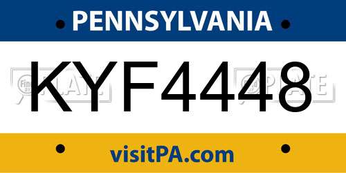 KYF4448 Pennsylvania License Plate