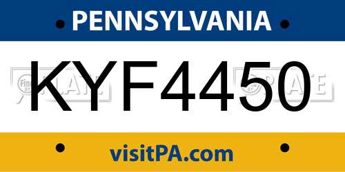 KYF4450 Pennsylvania License Plate