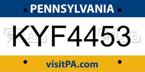 KYF4453 Pennsylvania License Plate