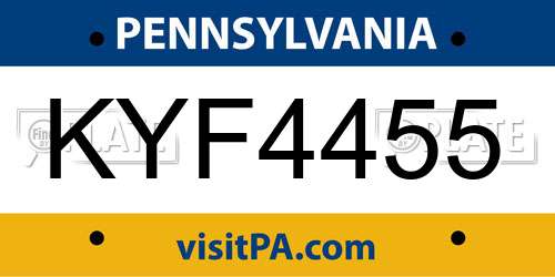 KYF4455 Pennsylvania License Plate