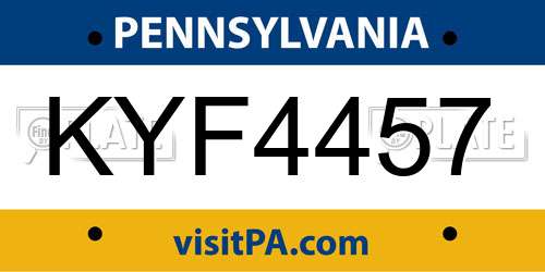 KYF4457 Pennsylvania License Plate