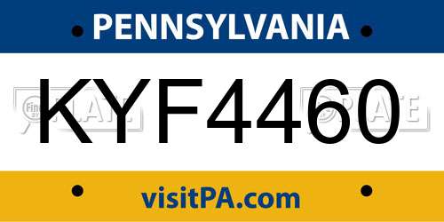 KYF4460 Pennsylvania License Plate