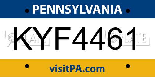 KYF4461 Pennsylvania License Plate