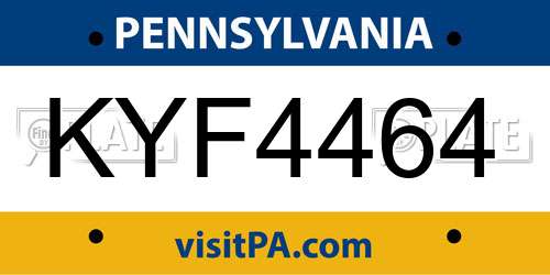 KYF4464 Pennsylvania License Plate