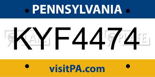 KYF4474 Pennsylvania License Plate