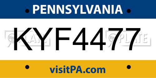 KYF4477 Pennsylvania License Plate