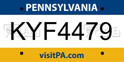 KYF4479 Pennsylvania License Plate