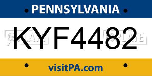 KYF4482 Pennsylvania License Plate