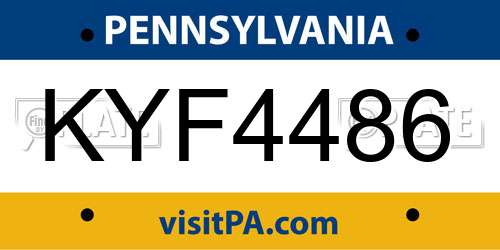 KYF4486 Pennsylvania License Plate