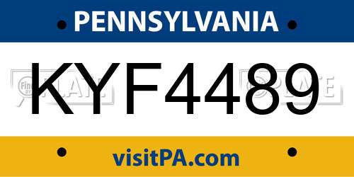 KYF4489 Pennsylvania License Plate