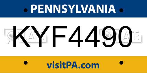 KYF4490 Pennsylvania License Plate
