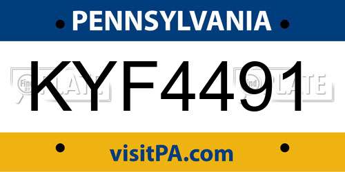 KYF4491 Pennsylvania License Plate